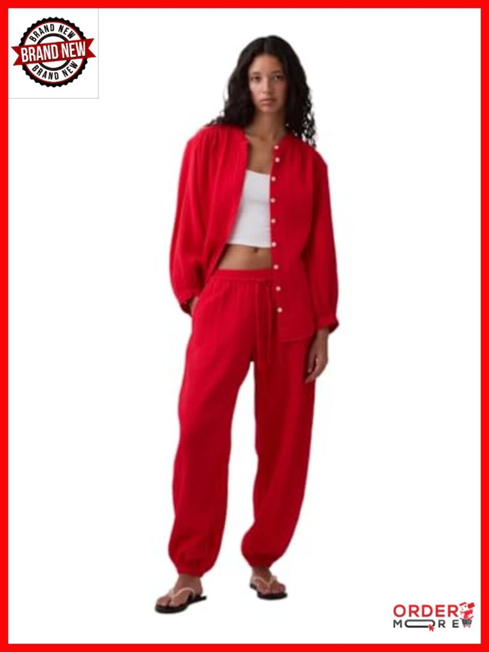 Gap Gauze Jogger Women's Active Sweatpants Tapered Loose Fit Pull On
